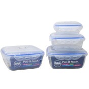 Wholesale - 3pc SQR. PLASTIC FOOD STORAGE CONTAINER SET PAC-IT FRESH C/P 24, UPC: 887030730042